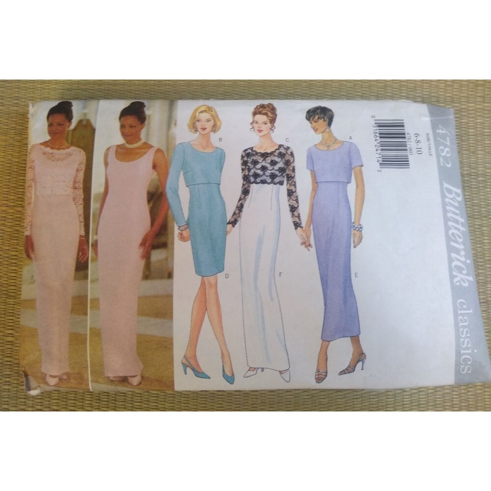 Vintage Butterick Classics Misses Dress Sewing Pattern 4782 Sizes 6-8-10